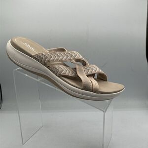 Clarks CloudSteppers Mira Isle Sand Textile Women's Sandals Size 10 Slide